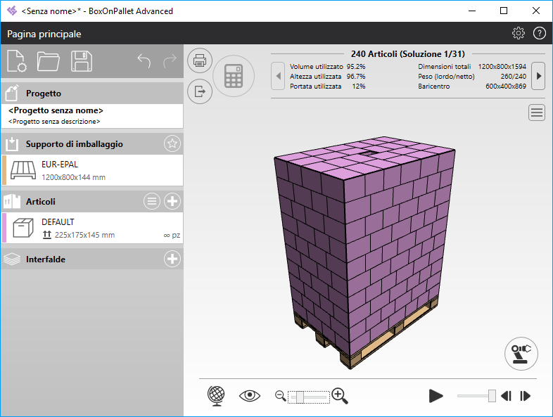 Software di pallettizzazione BoxOnPallet